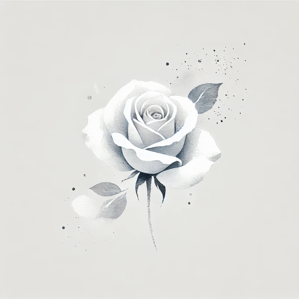 tatuaje de rosa blanca en acuarela