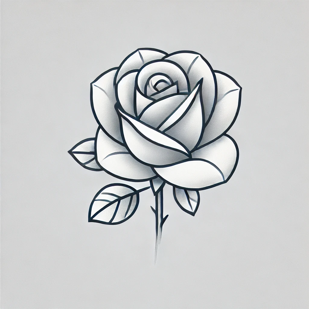 dibujo en trazo de tatuaje de rosa blanca pequeña