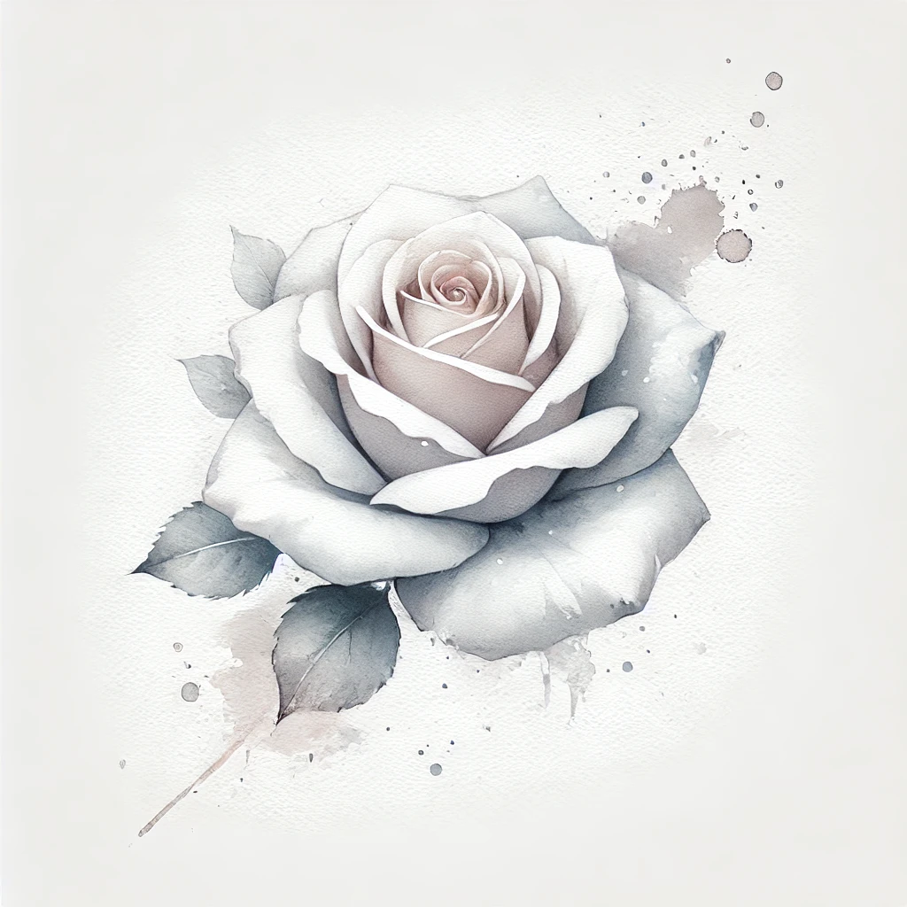 dibujo de tatuaje de rosa blanca en pequeño