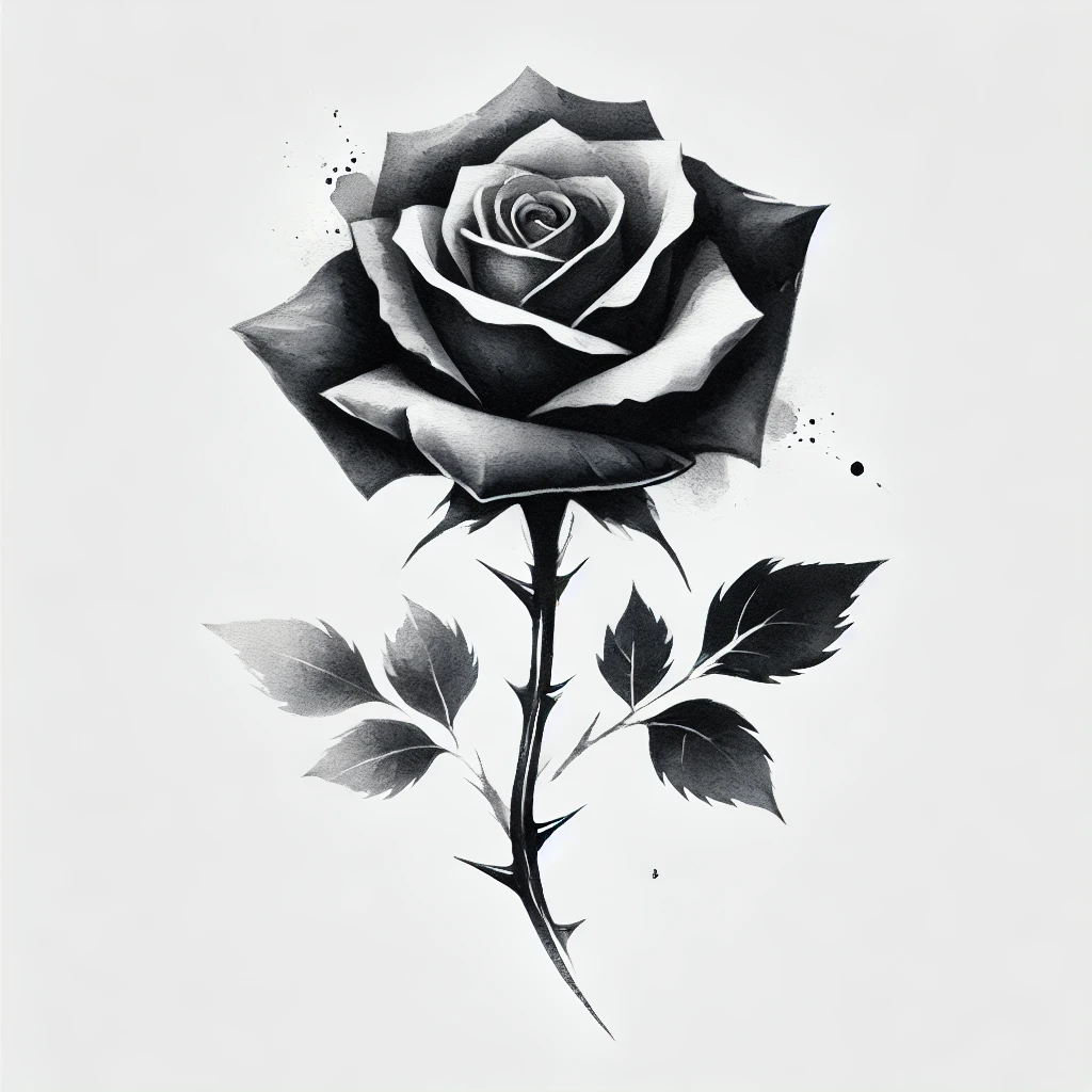 tatuaje de rosa negra pequeño en tinta china