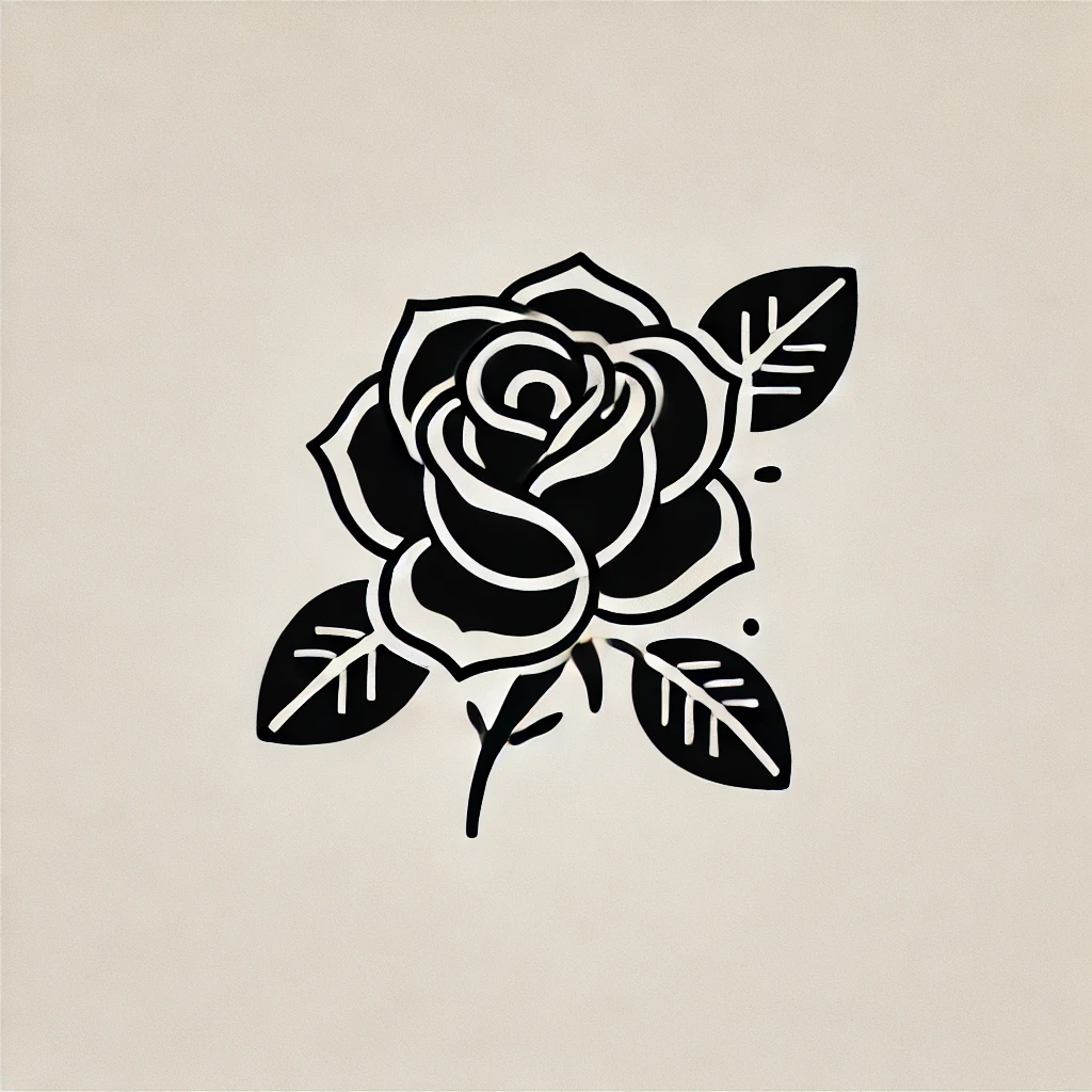 tatuaje de rosa negra en trazo