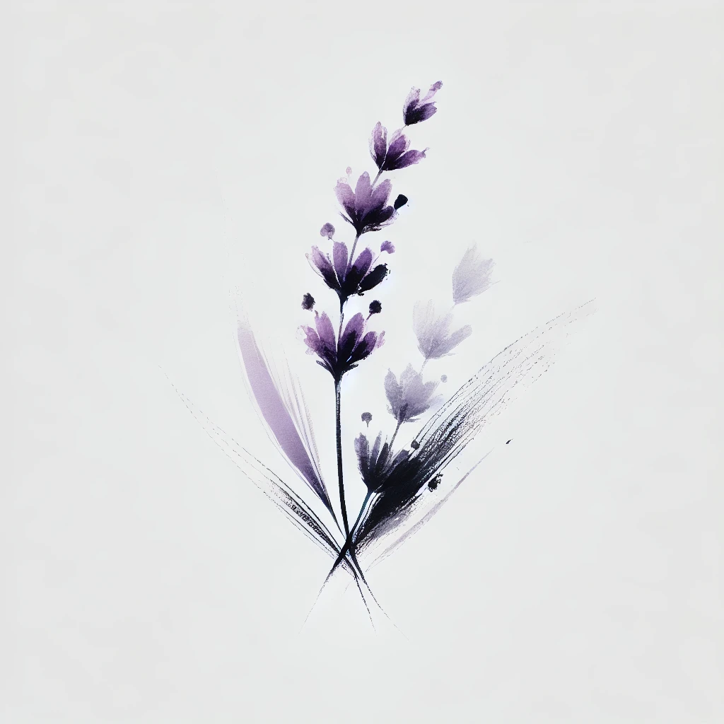 flor de lavanda en dibujo de tatuajes de flores