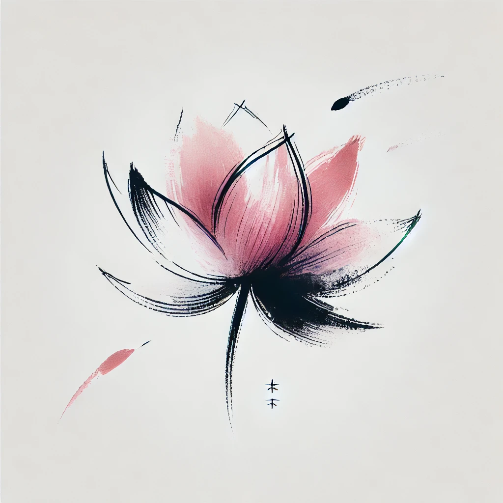 ejemplo de tatuajes de flores mostrando un dibujo de una flor de loto