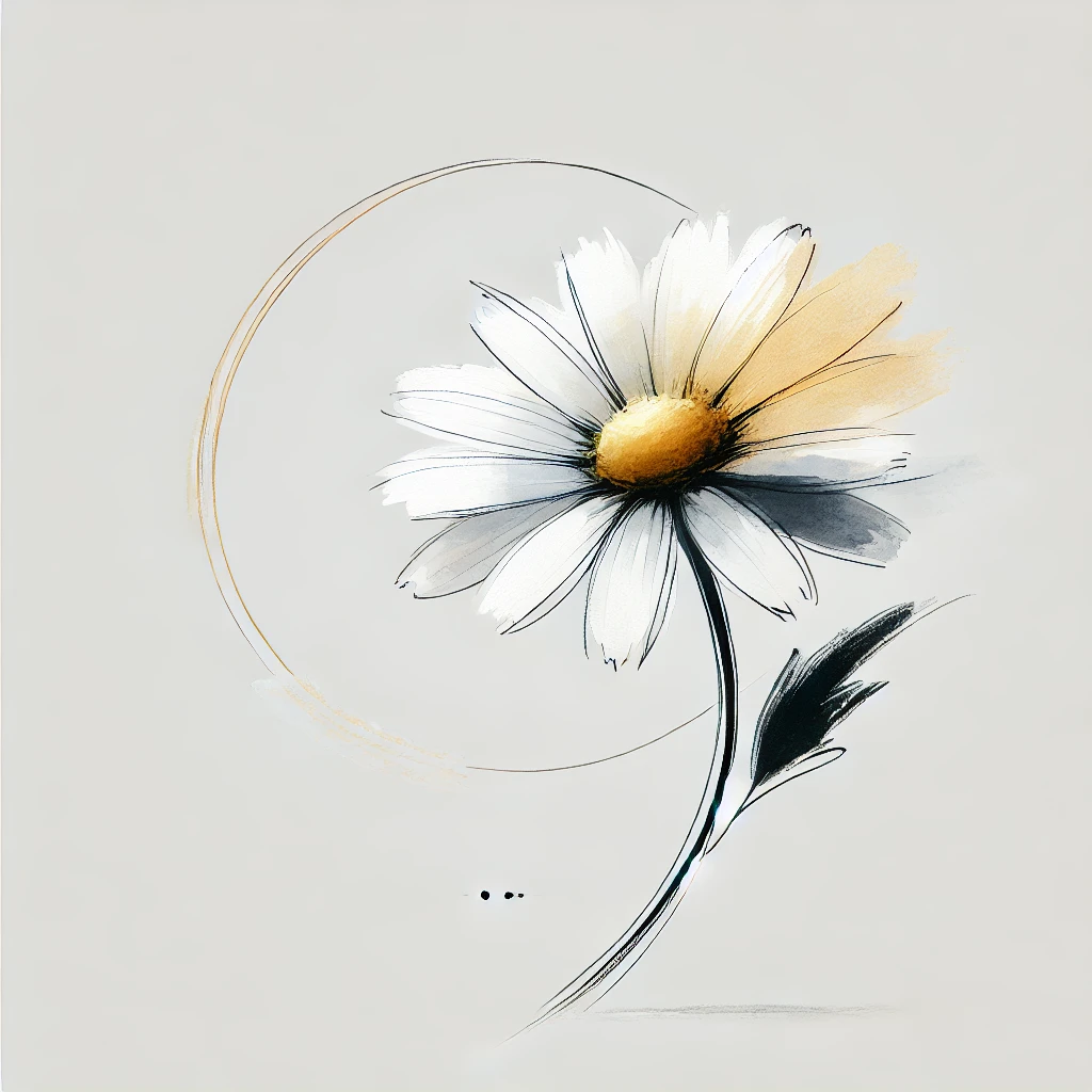 boceto de diseño de tatuaje de la flor de una margarita