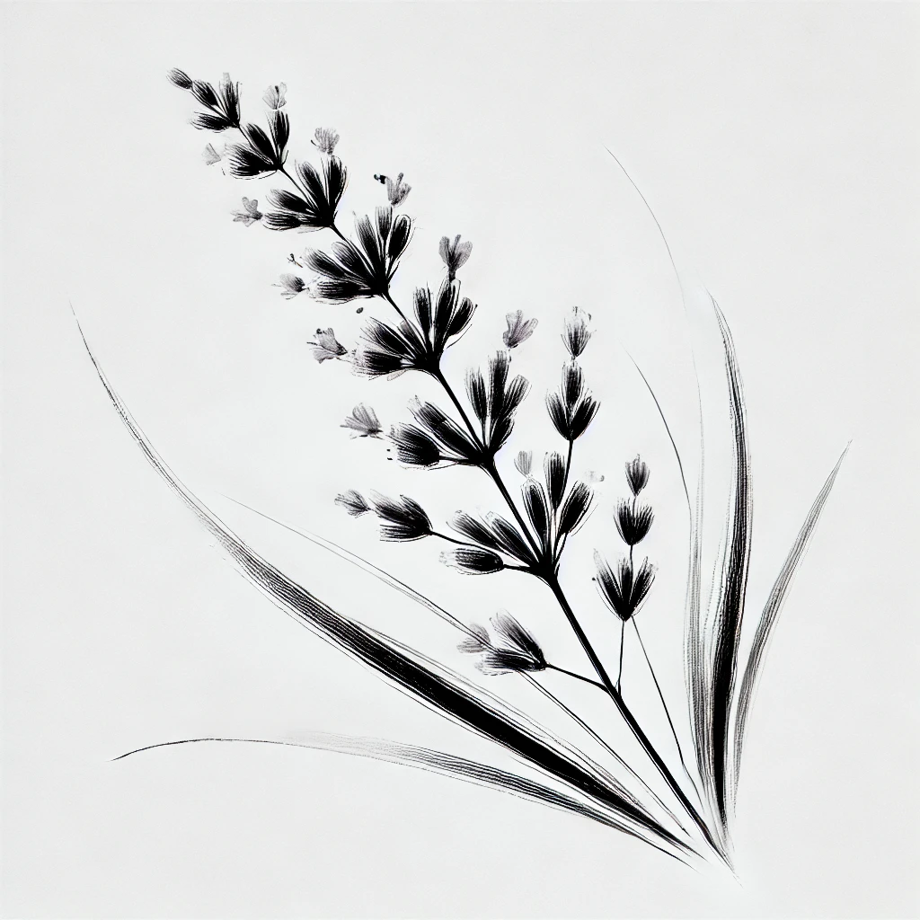 idea de tatuaje de flor de lavanda en blanco y negro