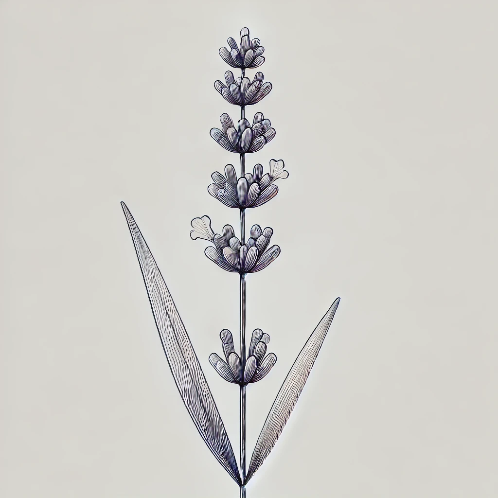 boceto de tatuaje realista de flor de lavanda