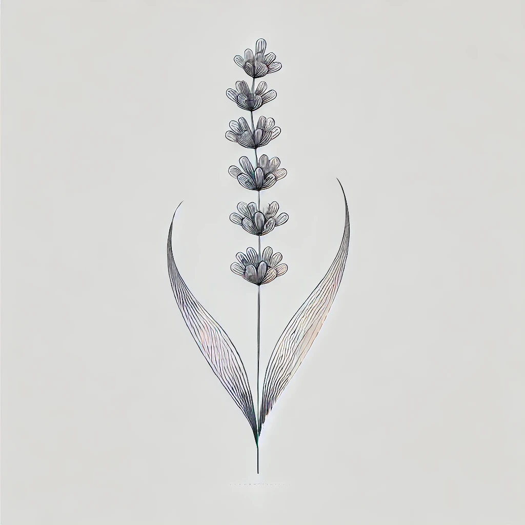 dibujo de tatuaje de flor de lavanda realista de trazo fino
