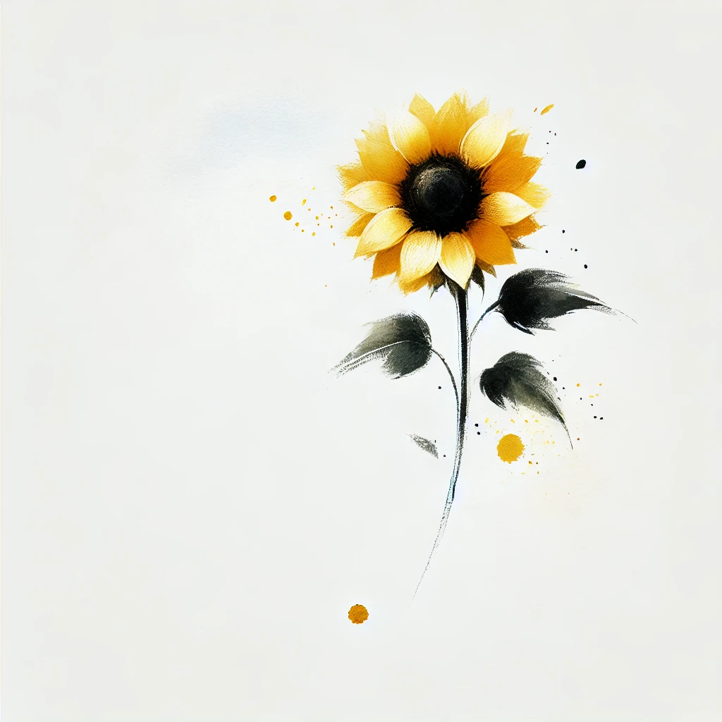 idea de tatuaje de girasol en color al estilo acuarela