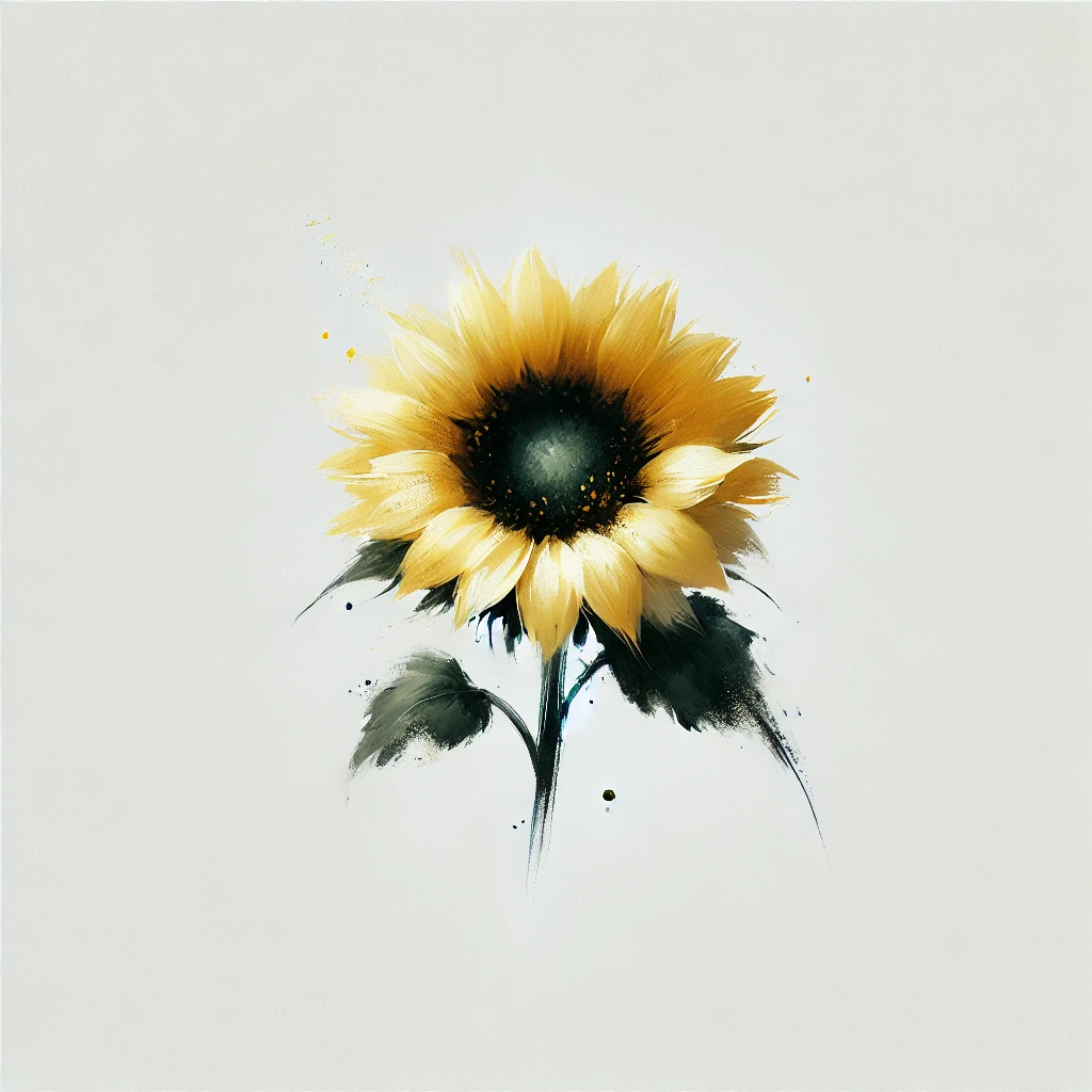 idea de tatuaje de girasol en acuarela