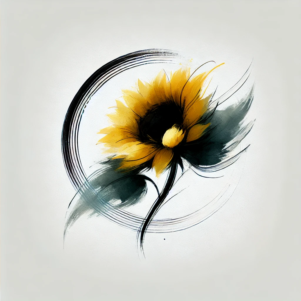 diseño de tatuaje en acuarela de un girasol para el artículo significado del tautaje de girasol