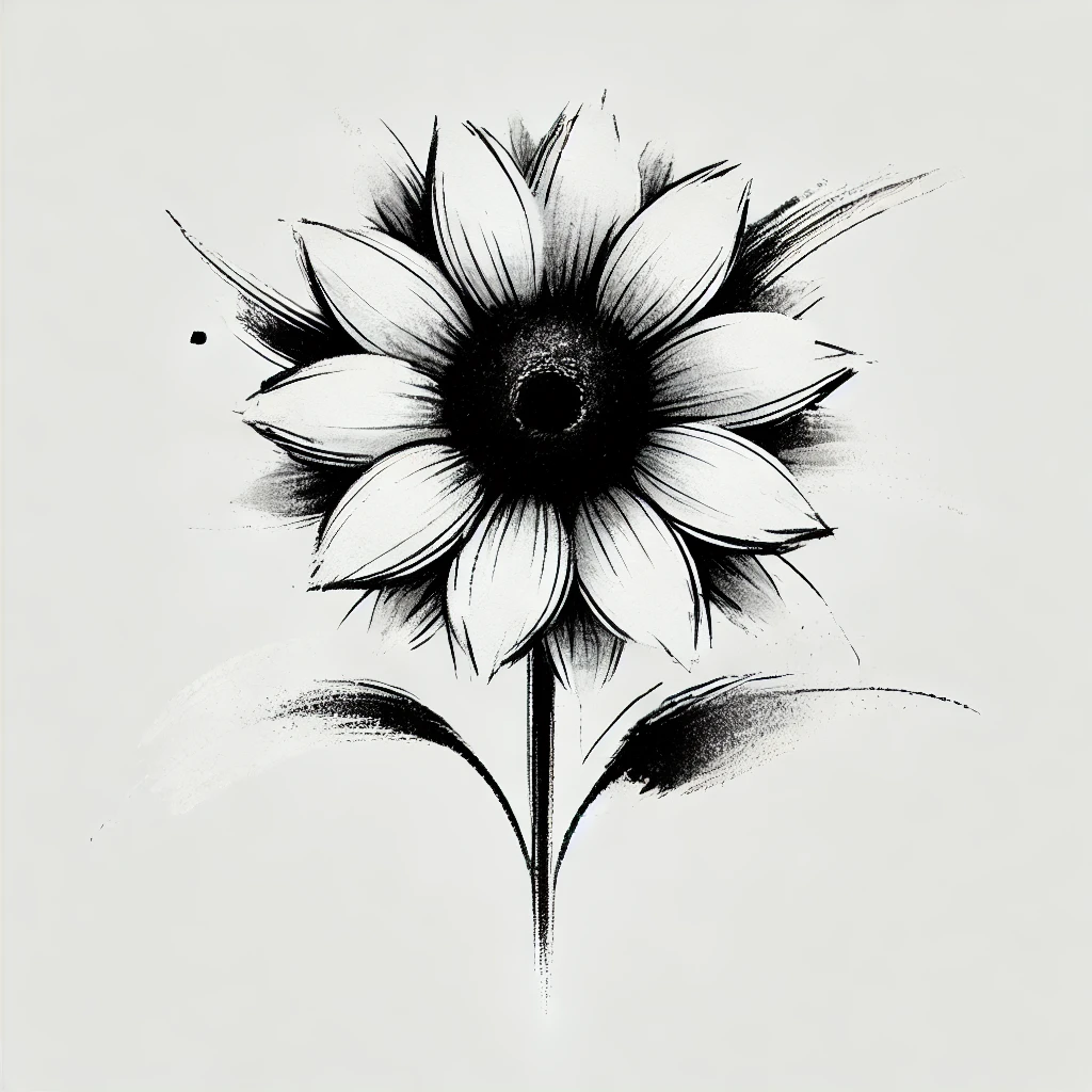 idea de tatuaje de girasol en al estilo japonés