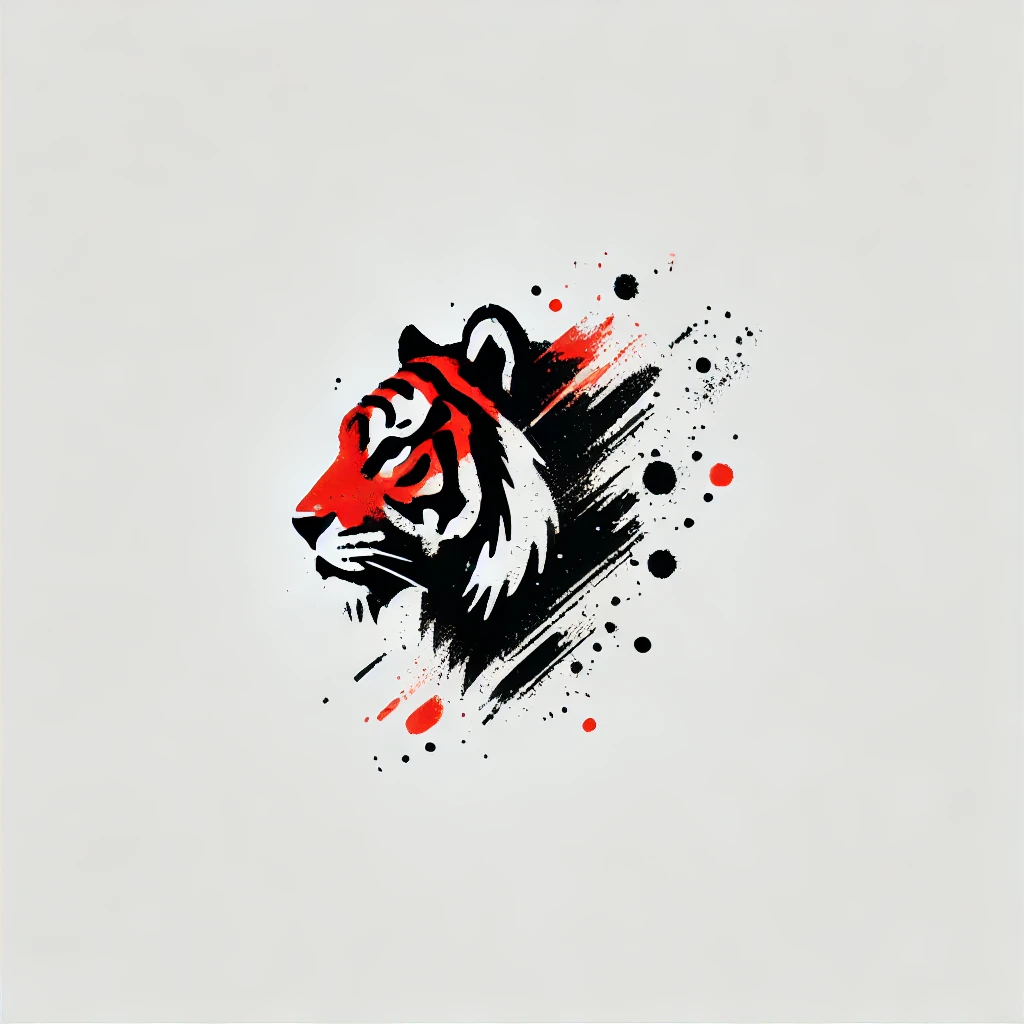 idea de tatuaje de cabeza de tigre en estilo de dibujo trash polka