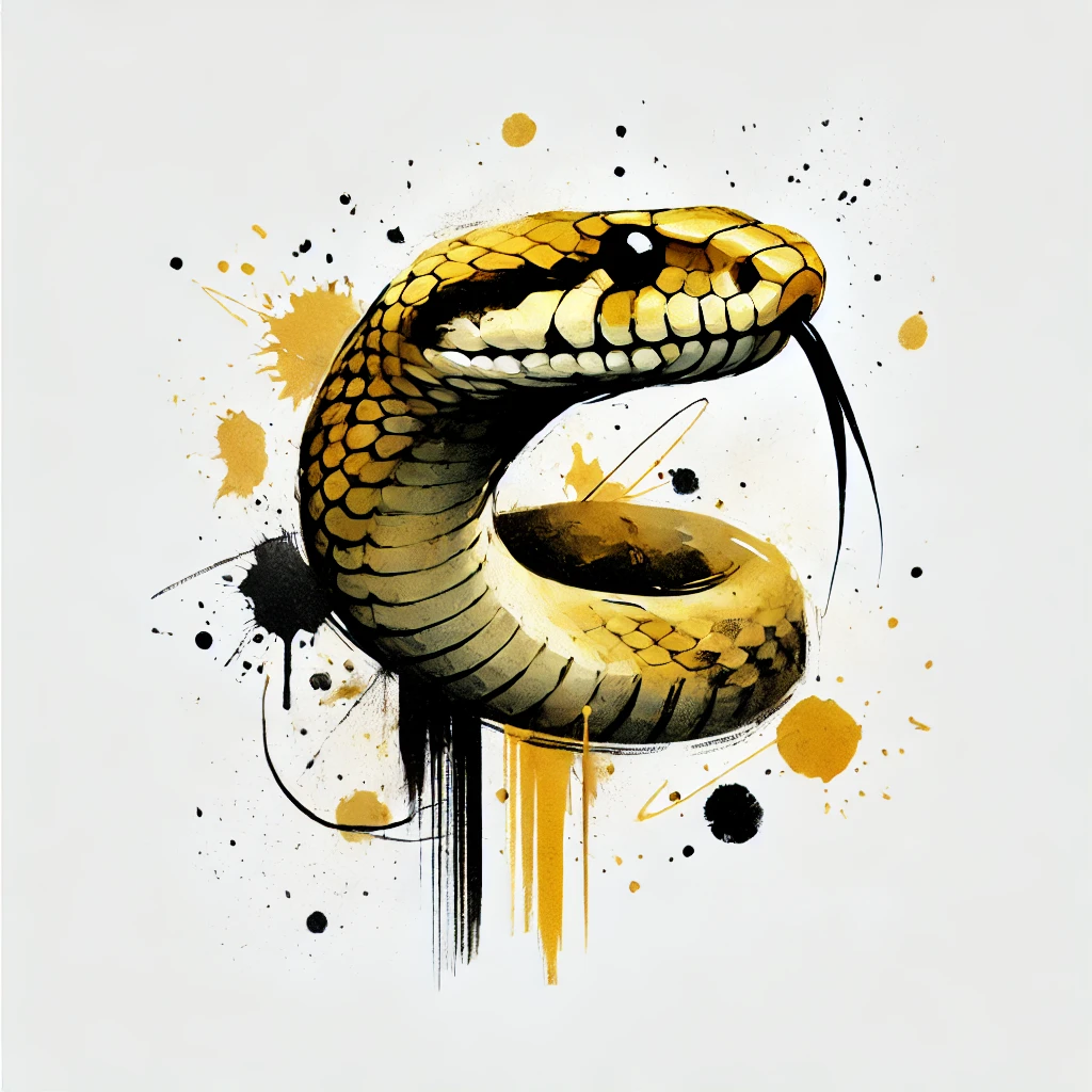 Diseño en acuarela minimalista de la cabeza de una serpiente, ideal como inspiración para ideas de tatuajes de animales