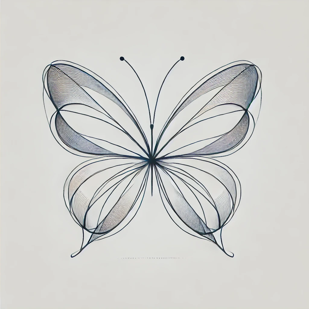 Mariposa simplificada en estilo minimalista con trazos delicados, una excelente opción para ideas de tatuajes de mariposas modernas y elegantes