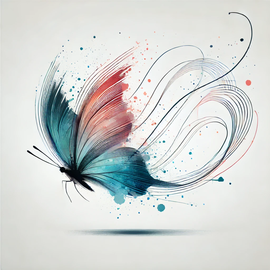 Diseño de mariposa en movimiento con estilo acuarela, colores vibrantes y delicados, ideal para ideas de tatuajes de mariposas.