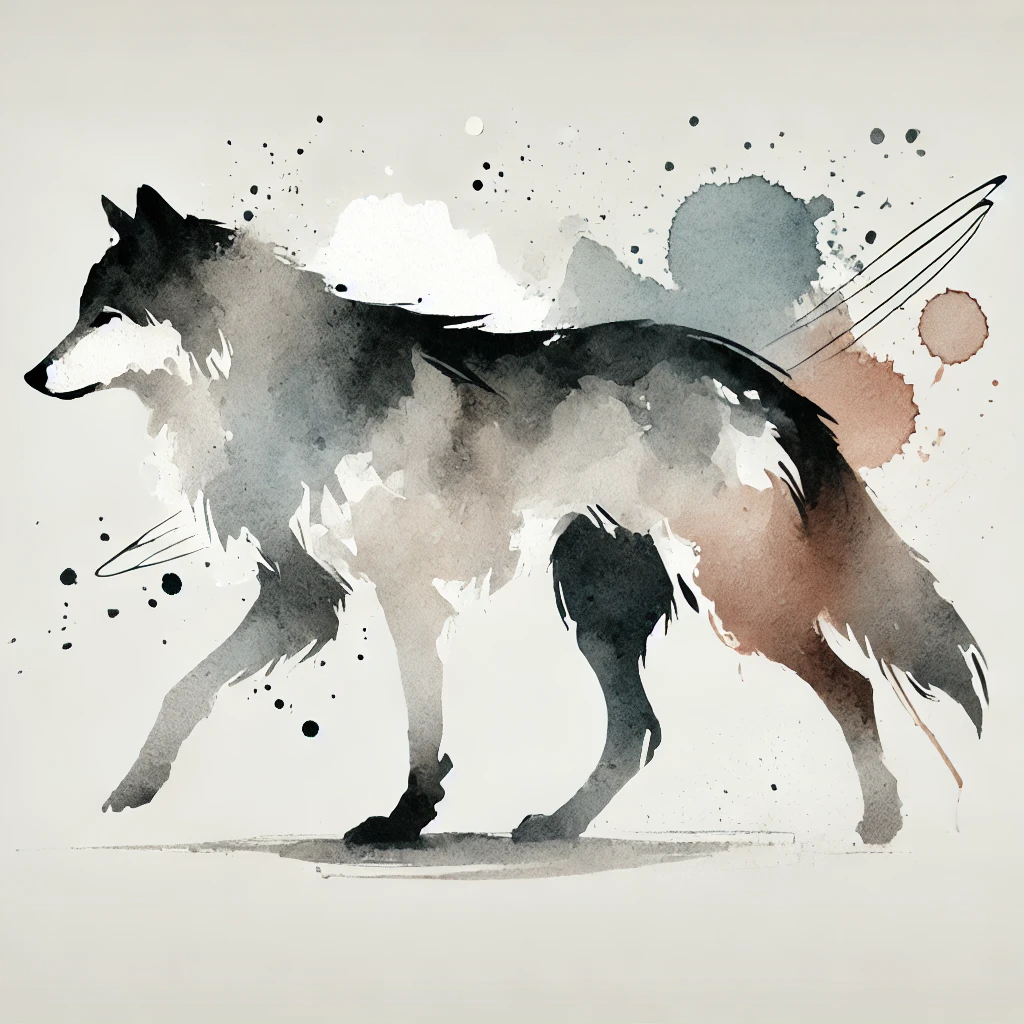 boceto de tatuaje de lobo andando ideal para idea de tatauje