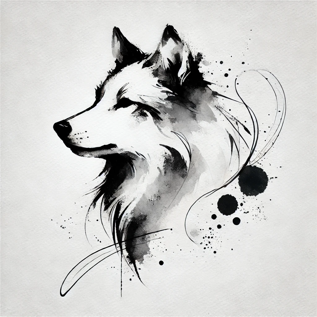 tatauje de cabeza de lobo en estilo acuarela