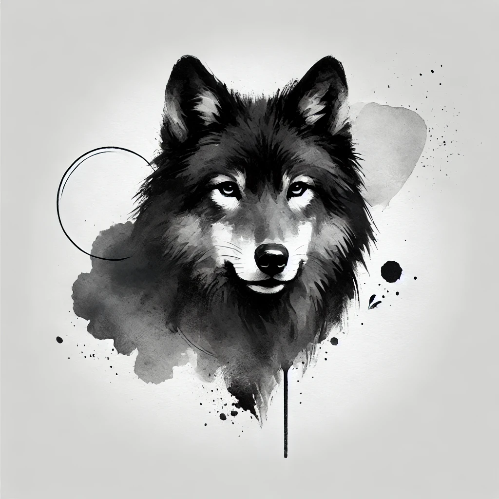 dibujo de lobo negro para idea de tatuaje